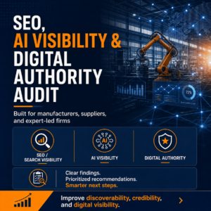 SEO, AEO visibility audit for manufacturers