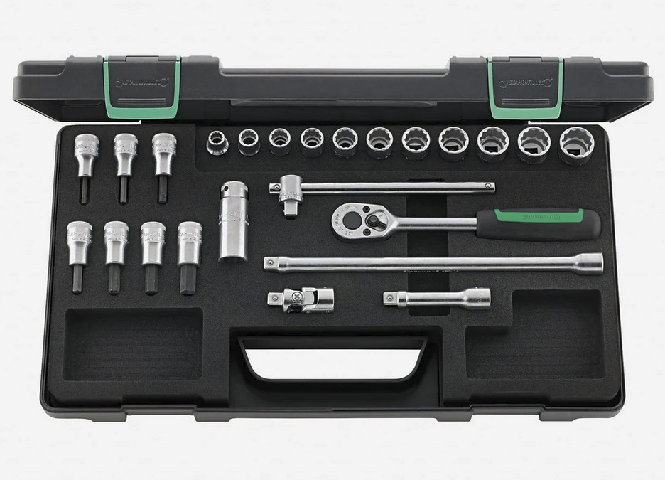 Stahlwille 45/49/19/5 Socket Set, 3/8″ Drive, Metric, 8-19mm, 12-Point, 24 Pieces